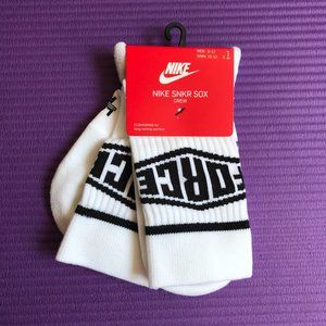 One Pair Nike SNKR SOX Force Crew Sock White Large